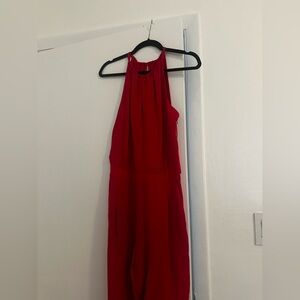 Zara Vibrant Red Halter Jumpsuit